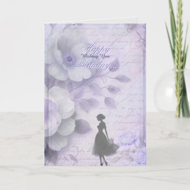 Elegante acuarela Lavender Tarjeta de cumpleaños L (Anverso)