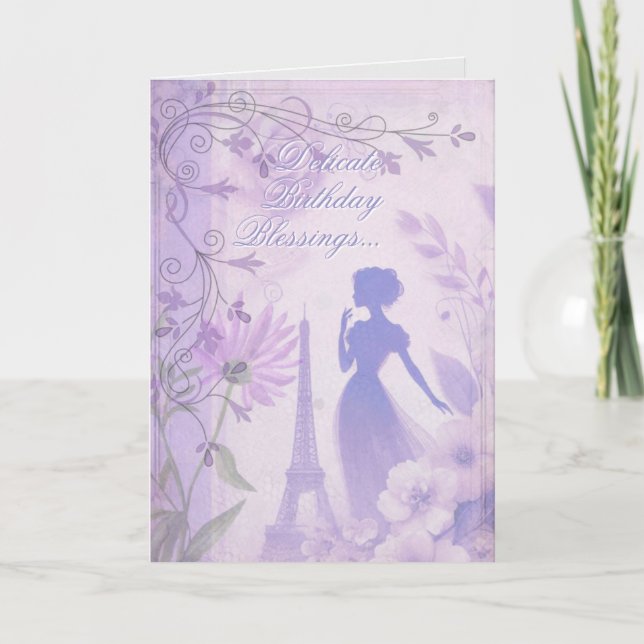 Elegante acuarela Lavender Tarjeta de cumpleaños L (Anverso)