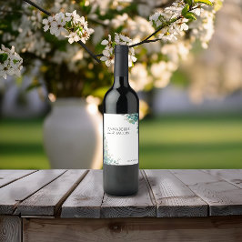 Elegante acuarela Leaves Etiqueta de vino
