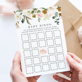 Elegante acuarela Magnolia Baby Shower Bingo Card