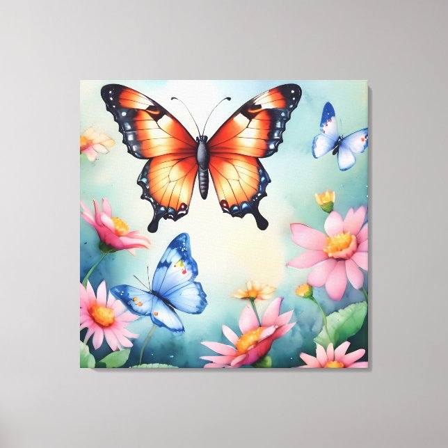 Elegante acuarela mariposas Imprimir arte (Anverso)