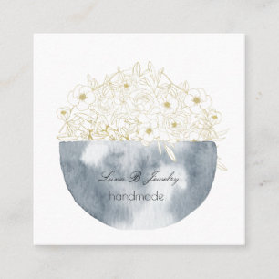 Elegante acuarela media luna y tarjeta cuadrada fl