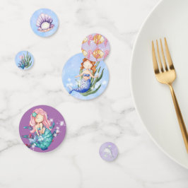 Elegante acuarela Mermaids Cumpleaños Confetti