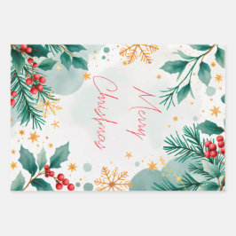 Elegante acuarela Merry Papel de envolvimiento nav