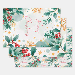 Elegante acuarela Merry Papel de envolvimiento nav