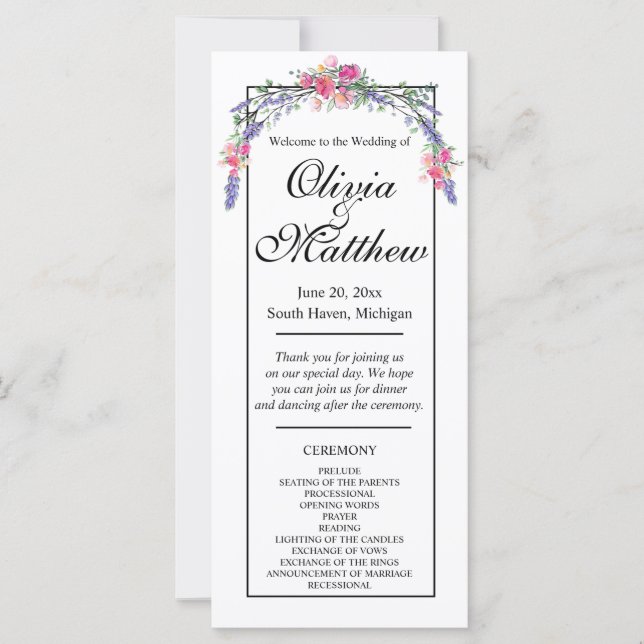 Elegante acuarela moda rosa rosa lavanda (Anverso)