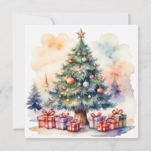 Elegante acuarela Moderno Árbol de Navidad Feliz