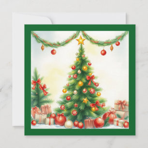Elegante acuarela Moderno Árbol de Navidad Feliz