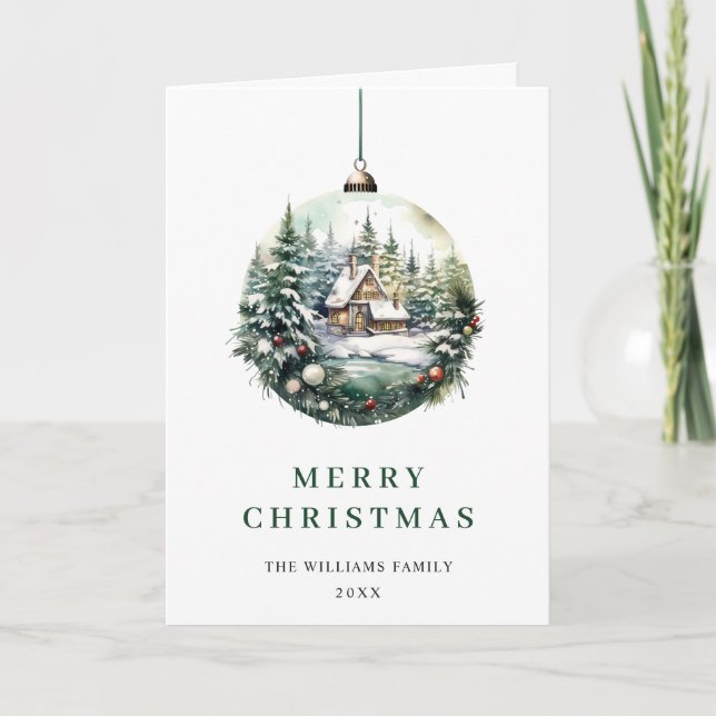 Elegante acuarela Navidad Ornamento de bienvenida (Anverso)