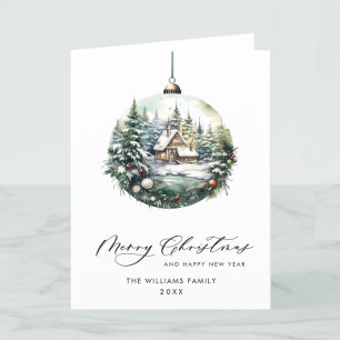 Elegante acuarela Navidad Ornamento de bienvenida
