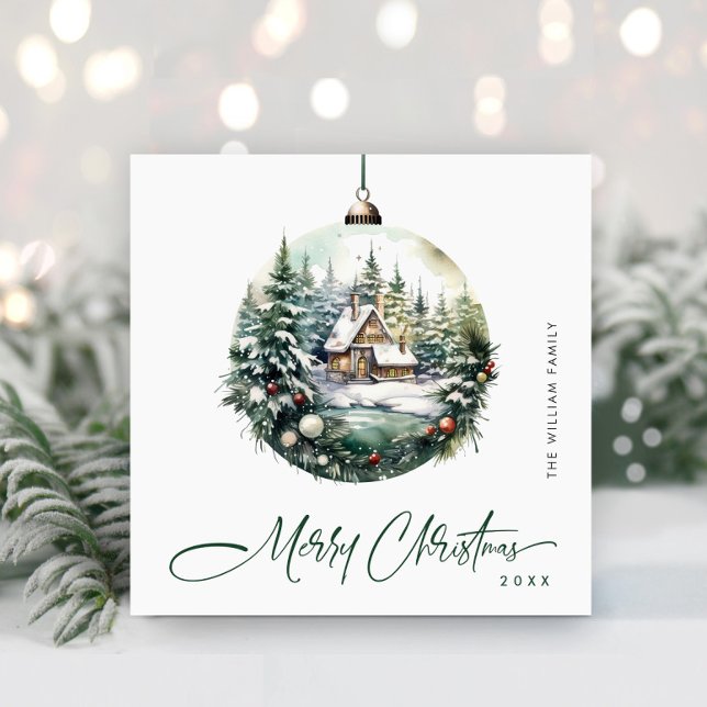Elegante acuarela Navidad Ornamento de bienvenida (Subido por el creador)