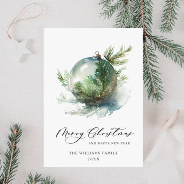 Elegante acuarela Navidad Ornamento de bienvenida (Subido por el creador)