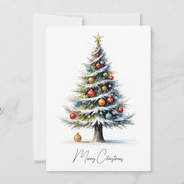 Elegante acuarela no foto árbol de Navidad (Anverso)