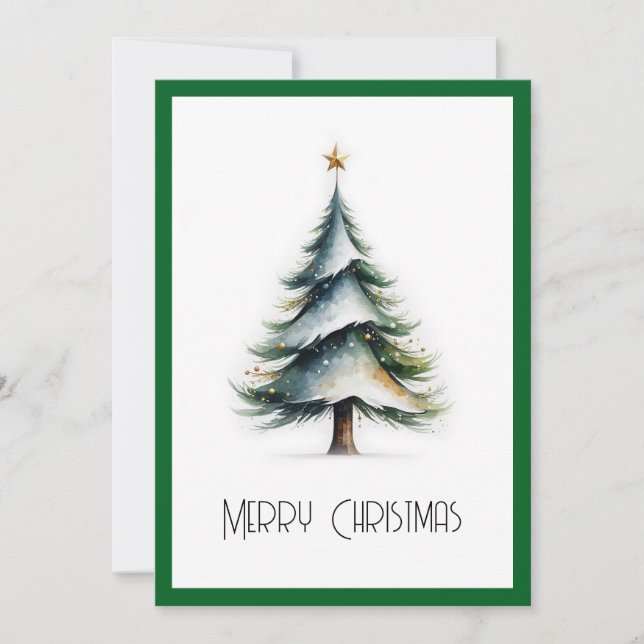 Elegante acuarela no foto árbol de Navidad (Anverso)