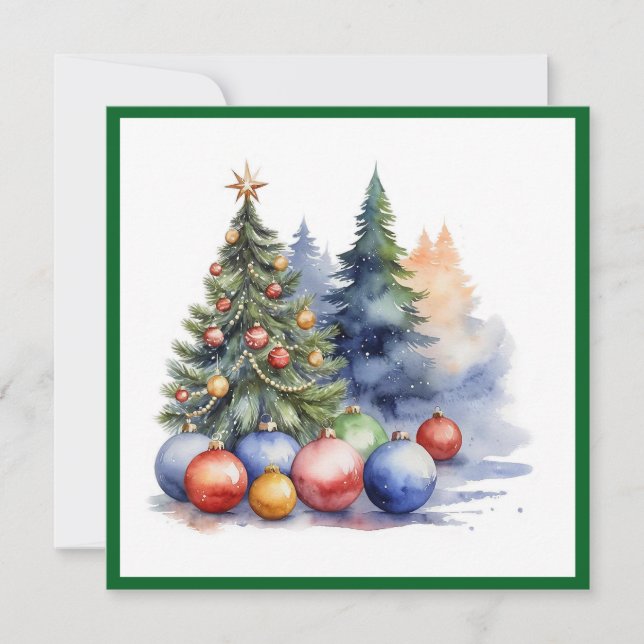 Elegante acuarela no foto árbol de Navidad (Anverso)