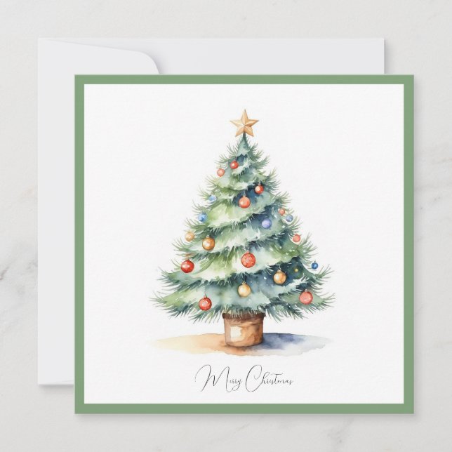 Elegante acuarela no foto árbol de Navidad (Anverso)