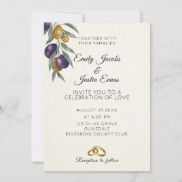 Elegante acuarela Olive Boda Invitación a la foto