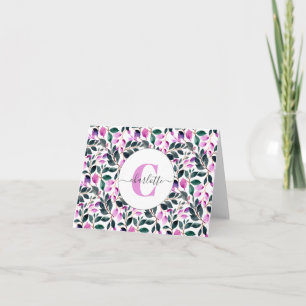 Elegante acuarela Patrón floral Monograma púrpura