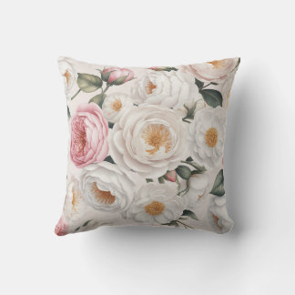 Elegante acuarela Peony Rosa almohada floral