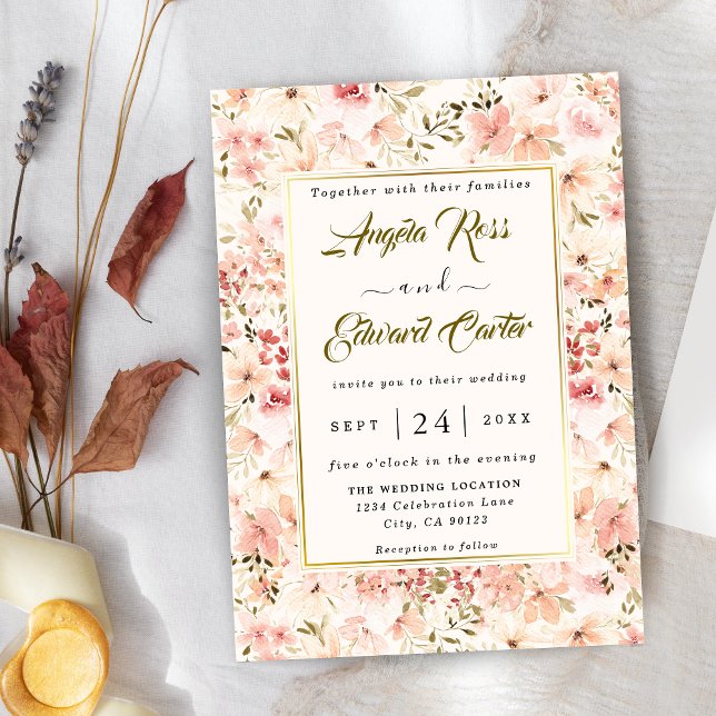 Elegante acuarela Pequeña Invitación a la Boda Flo (Subido por el creador)