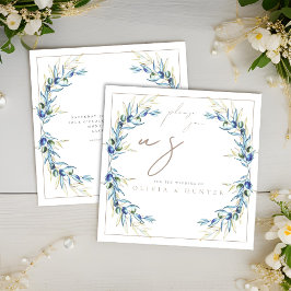 Elegante acuarela Rama de oliva Invitación a la bo