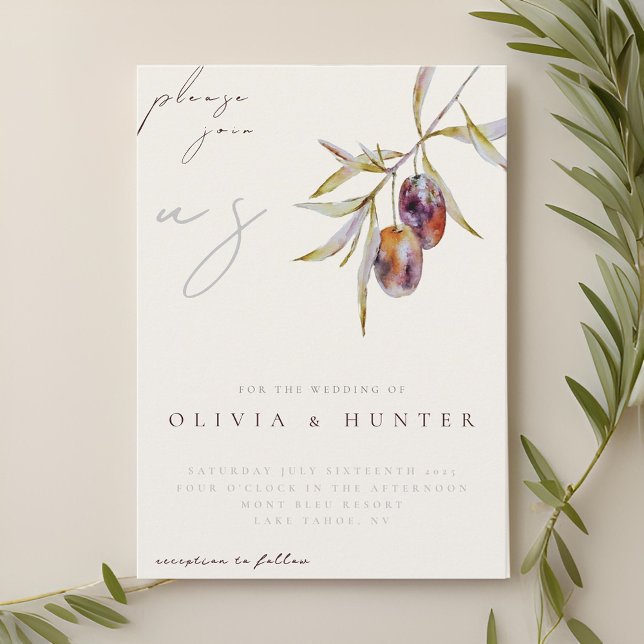 Elegante acuarela Rama de oliva Invitación a la bo (Subido por el creador)