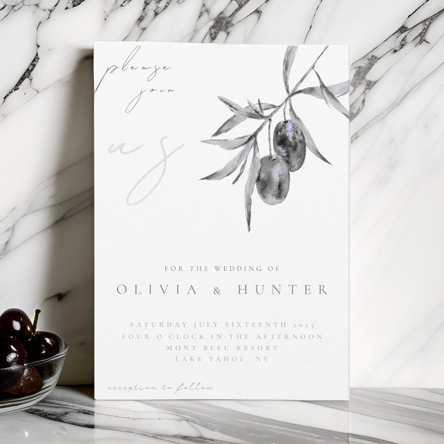 Elegante acuarela Rama de oliva Invitación a la bo (Subido por el creador)