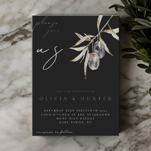 Elegante acuarela Rama de oliva Invitación a la bo