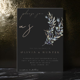 Elegante acuarela Rama de oliva Invitación a la bo