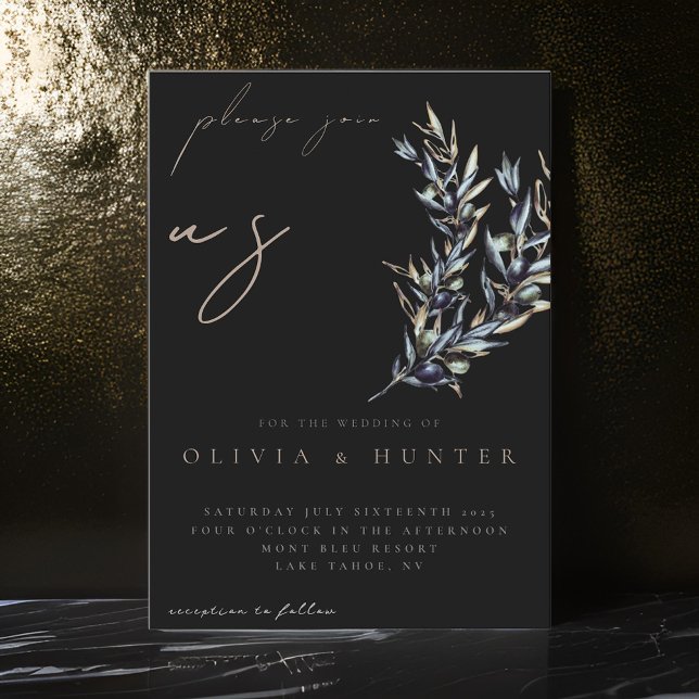 Elegante acuarela Rama de oliva Invitación a la bo (Subido por el creador)