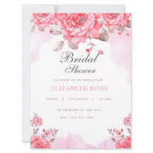 Elegante acuarela rosa Bridal Shower Invitación