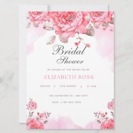 Elegante acuarela rosa Bridal Shower Invitación