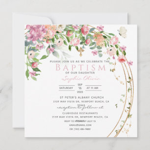 Elegante acuarela rosa Floral Chica bautismo