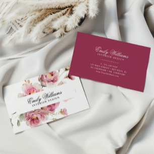 Elegante acuarela Rosa Flores tarjeta de visita