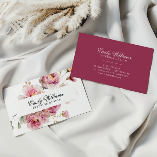 Elegante acuarela Rosa Flores tarjeta de visita (Subido por el creador)