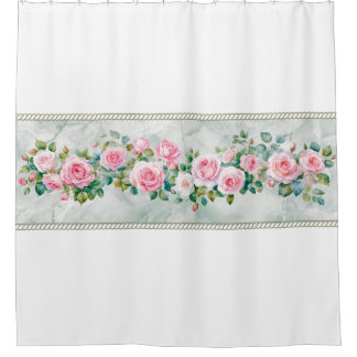 Elegante acuarela rosa rosa rosa cortina de ducha 