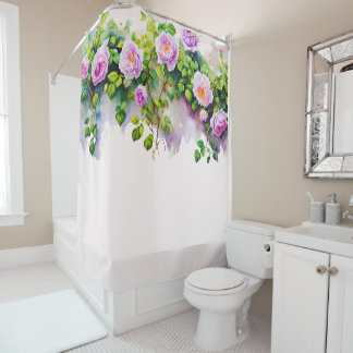 Elegante acuarela Rosa Vine Shower Cortina