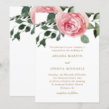 Elegante acuarela Rosas Invitación a la boda