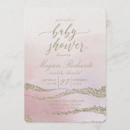 Elegante acuarela Rubor Baby Shower Invitación