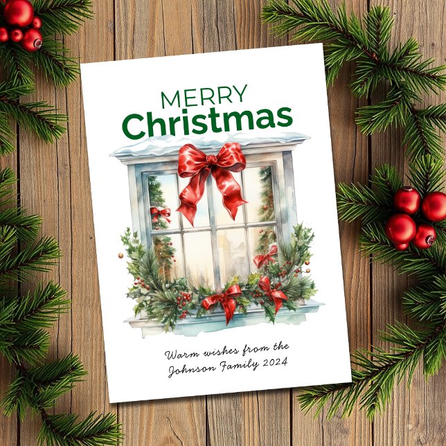 Elegante acuarela Rústica ventana Feliz Navidad (Subido por el creador)