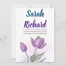 Elegante acuarela Tulipán Invitación a la boda
