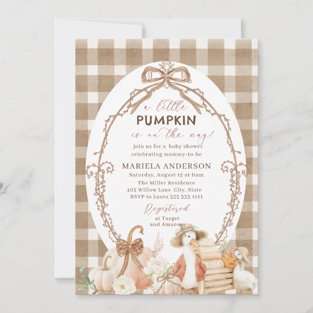 Elegante acuarela Una calabaza es invitación (Anverso)