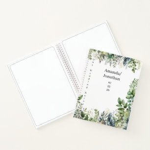 Elegante acuarela verde Boda libro de invitados