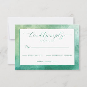 Elegante Acuarela Verde RSVP