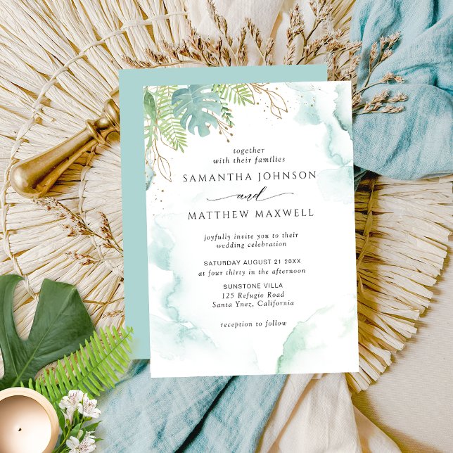 Elegante acuarela y la invitación a la boda verde (Subido por el creador)