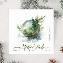 Elegante adorno de Navidad con acuarela Saludo