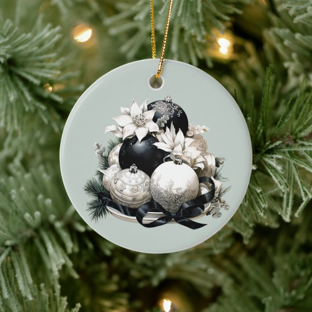 Elegante adorno de Navidad verde salvia de marfil  (Árbol)