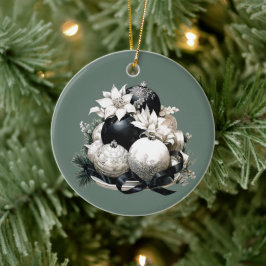 Elegante adorno de Navidad verde salvia de marfil 