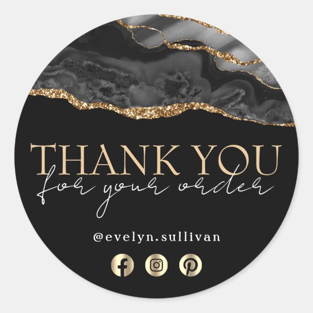 Elegante ágata de oro negro gracias pegatina (Anverso)