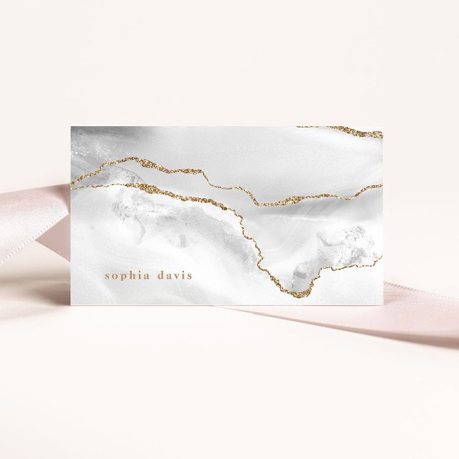 Elegante Agate blanco con tarjeta de visita de oro (Subido por el creador)